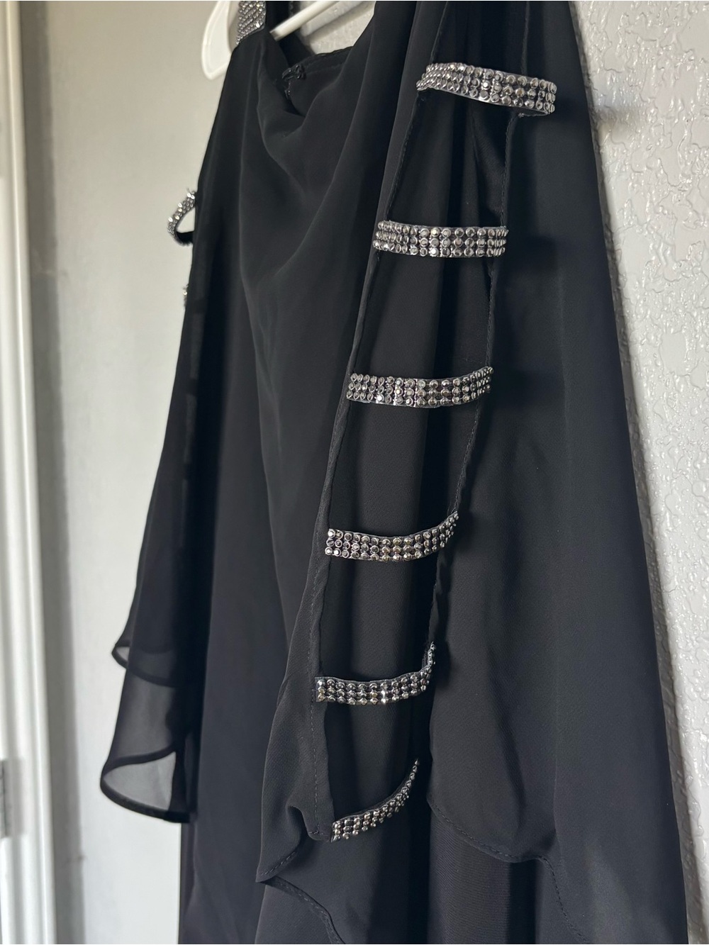 MSK Black Wide-Leg Jumpsuit with Cold-Shoulder Overlay - Picture 5 of 6